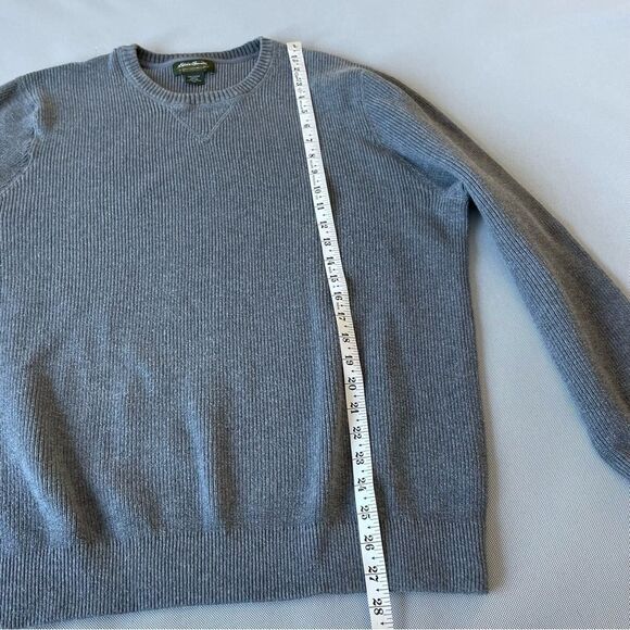 Eddie Bauer Gray Knit Crewneck Heavyweight Cotton Sweater Men’s Size XXL - Picture 5 of 9
